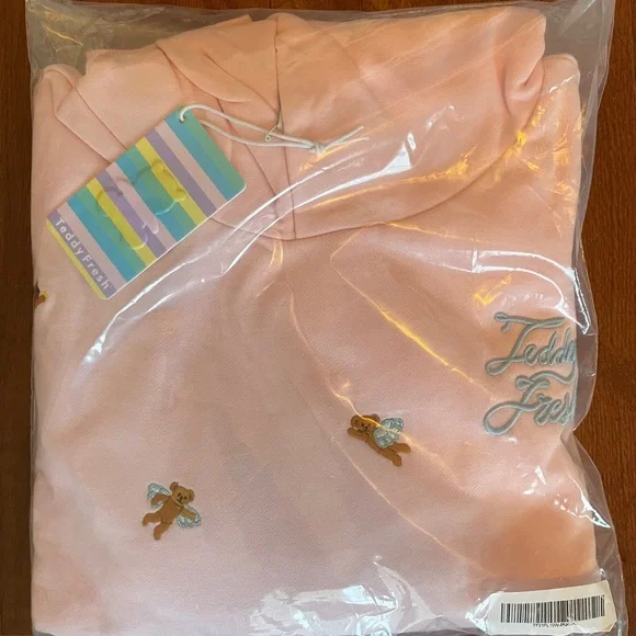 Teddy Fresh Angel Bears Hoodie Sweatshirt Pink Unisex Size 2XL - Picture 2 of 2
